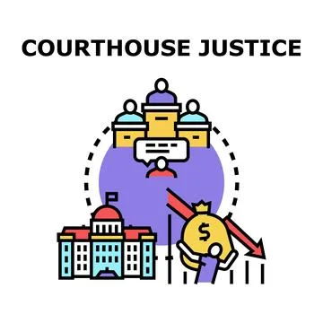 Courthouse justice system facing financial challenge illustration Stock Illustration