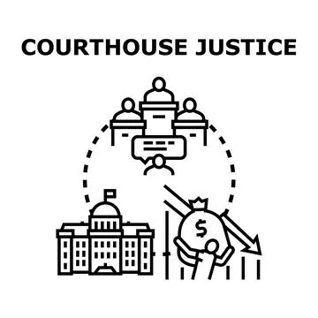 Courthouse justice system facing financial challenge illustration Stock Illustration