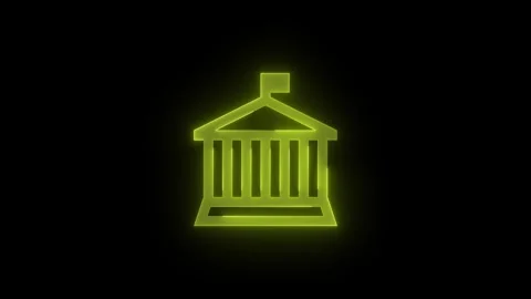 Courthouse stroke icon glowing neon yellow color animation 스톡 동영상 289399317