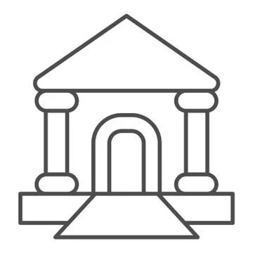 Courthouse thin line icon. Justice court or bank building. Jurisprudence vector Ilustración de archivo