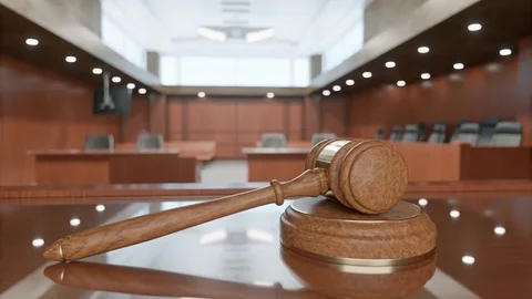 Courtroom And Gavel Stock Footage