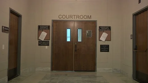 Courtroom Entrance Establishing Shot Stock Footage