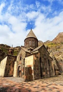Courtyard of an ancient monastery Stock Photos
