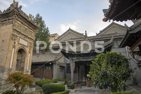 Courtyard and gardens of Great Mosque, Xian, China Stock Photos