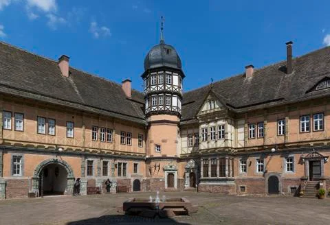 Courtyard of Bevern Castle in Germany Stock Photos