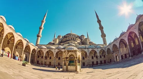 The courtyard of the blue mosque Stock Footage 65206936