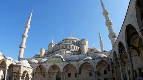 The courtyard of the blue mosque Stock Footage 67364123