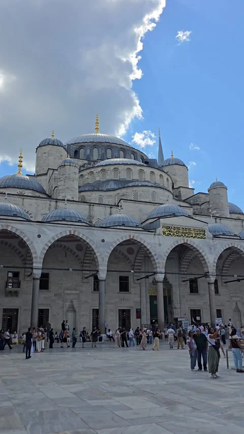 Courtyard of the Blue Mosque (Sultan Ahmed Mosque) in Istanbul Stock Footage 345598795