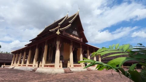 Courtyard of a Buddhist temple Wat Si Saket on a sunny day without people Stock Footage 286406637