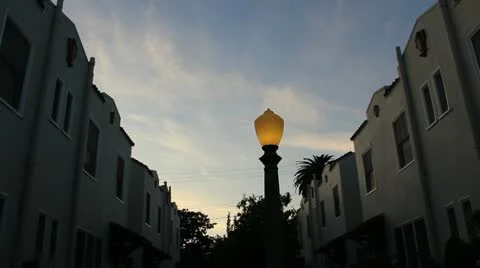 Courtyard at dusk Stock Footage