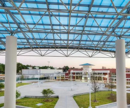Courtyard at High School Stock Photos