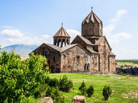 Courtyard of Hovhannavank Monastery in Ohanavan Foto stock