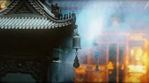 Courtyard landscape of classical Chinese temple architecture Video stock 335853233