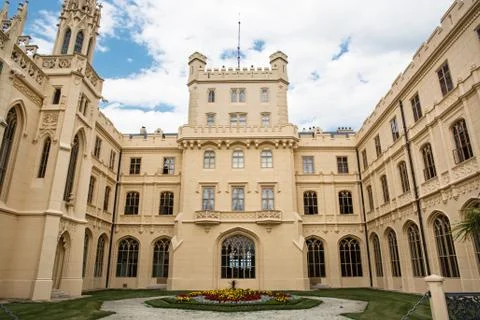 Courtyard of lednice castle Stock Photos