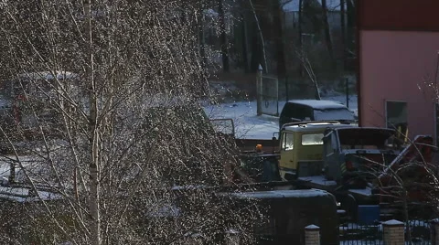 Courtyard loaded with cars. Stock Footage 59183353