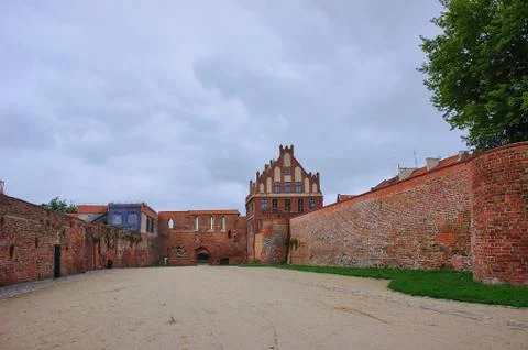 Courtyard of a medieval castle Stock Photos