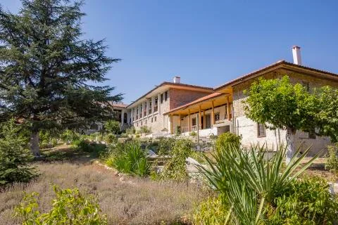 The courtyard of a monastery Stock Photos