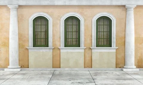 Courtyard of an old house Illustrazione stock