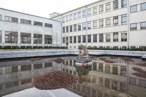 Courtyard with pond Stock Photos