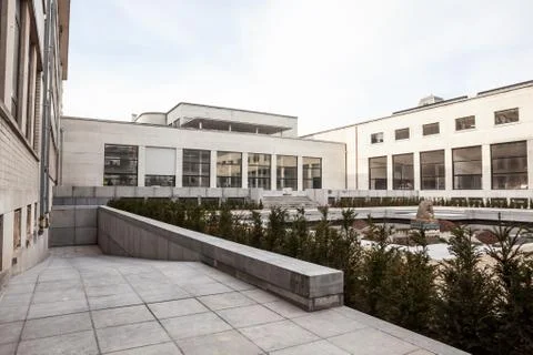 Courtyard with pond Stock Photos