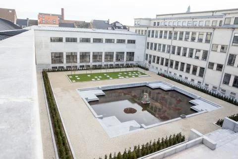 Courtyard with pond Stock Photos