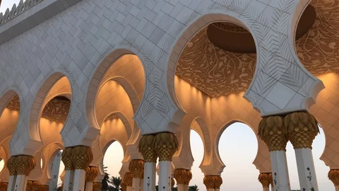 Courtyard Sheikh Zayed Mosque Stock Footage 125586835