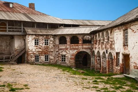 Courtyard Solovetsky monastery Stock Photos