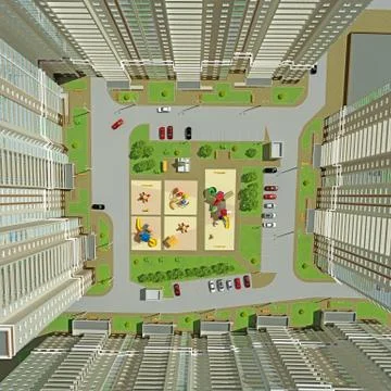 Courtyard top view Stock Illustration