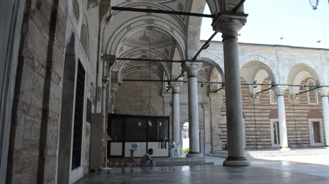 Courtyard of Yavuz Sultan Mosque Stock Footage 46208189
