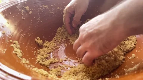 Cous cous hand chef close up during preparation of famous dish Video stock 277398370