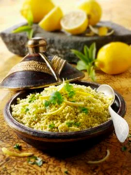 Couscous with lemon Stock Photos