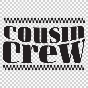 Cousin Crew Checkerboard Pattern Typography bordered black Illustrazione stock