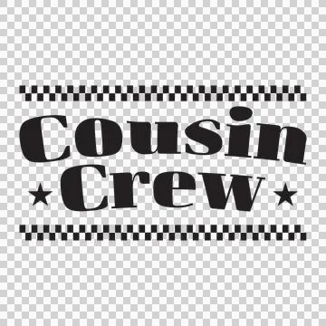 Cousin Crew Text Checkerboard Borders pattern stars Illustrazione stock