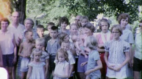 Cousins! BIG FAMILY REUNION Portrait 1960s Vintage Film 8mm Home Movie 8mm Stock Footage