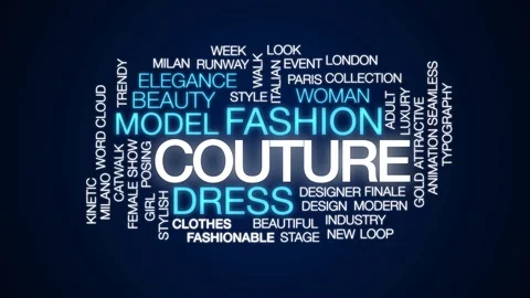 Couture animated word cloud. Kinetic typography. Stock Footage 109132653