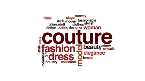 Couture animated word cloud, text design animation. Stock Footage 73980840