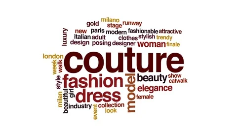 Couture animated word cloud, text design animation. Stock Footage 73996335