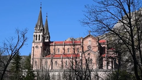 Covadonga Basilica view Stock Footage 106258237
