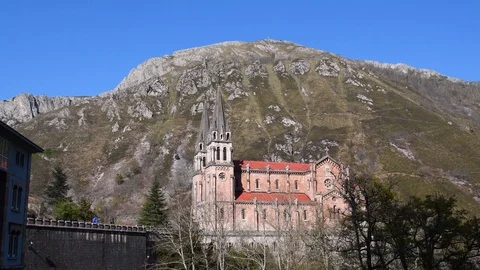 Covadonga Basilica view Stock Footage 106260496