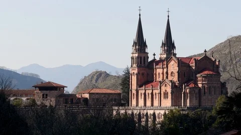 Covadonga Basilica view Stock-Footage 106260706