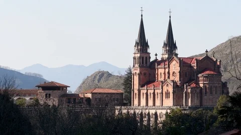 Covadonga Basilica view Stock Footage 106260848