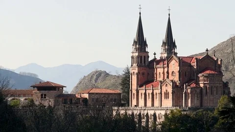 Covadonga Basilica view Stock Footage 106507762