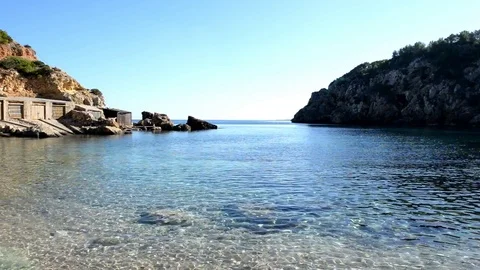 The cove will be with blue water on the island of Ibiza Stock-Footage 85663929