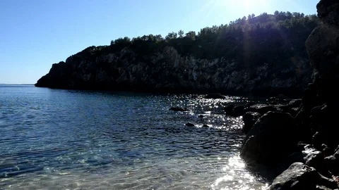The cove will be with blue water on the island of Ibiza Stock Footage 85663976