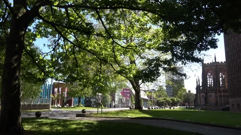 Coventry city centre with people and cars England UK 4K Stock-Footage 110392832