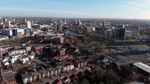 Coventry City Of Culture 2021 Centre Aerial Flying Towards 4K Stock Footage