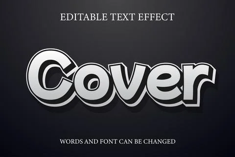 Cover 3d white style text effect Stock Illustration