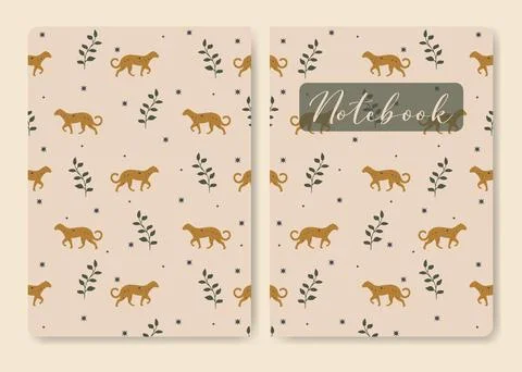 Cover with animal pattern, mystic elements illustration. Stock Illustration
