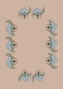 Cover for a book or notepad, postcard - stylized flowers and plants. Frame. Stock Illustration