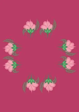Cover for a book or notepad, postcard - stylized flowers and plants. Frame. Stock-Illustration